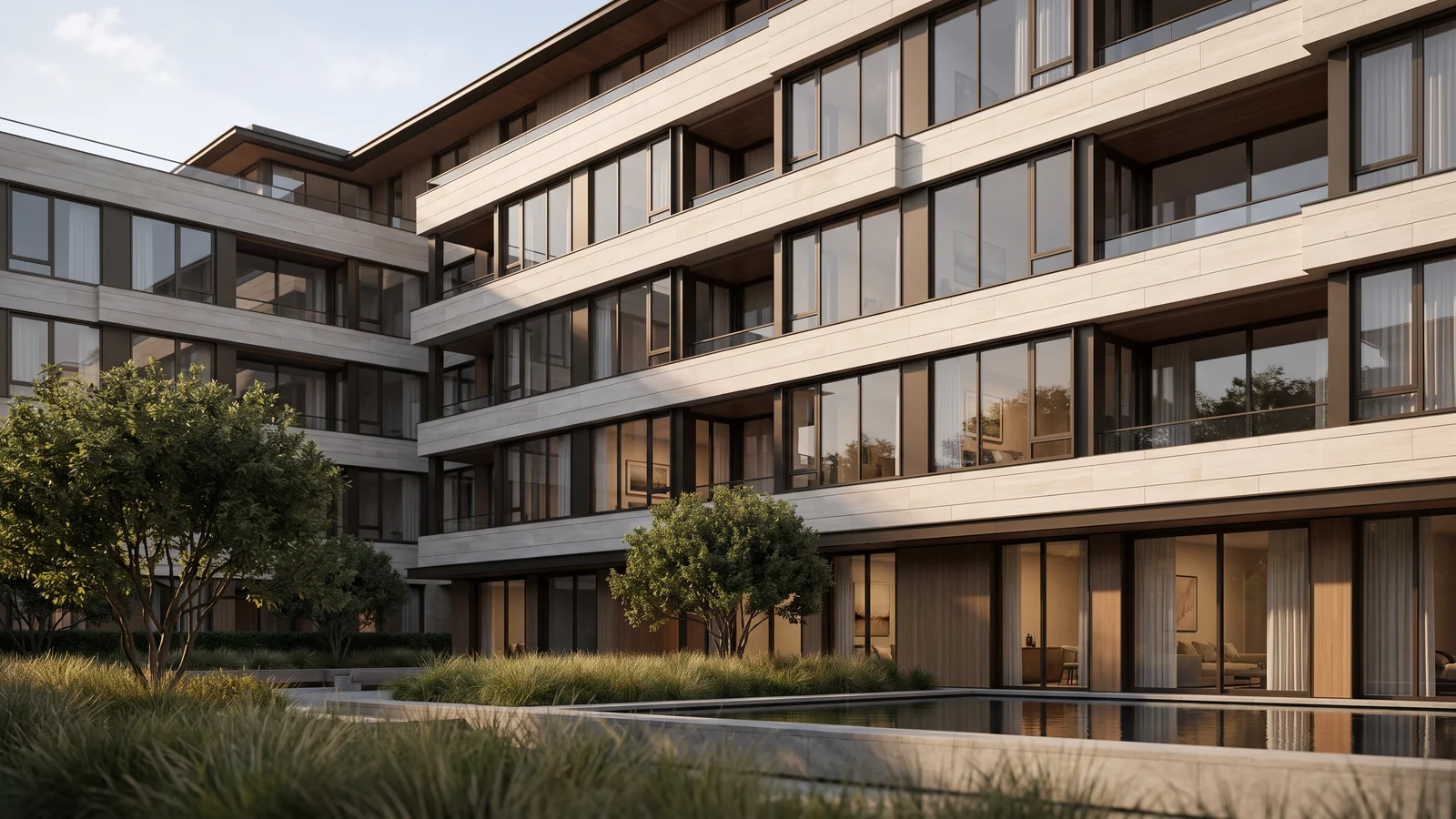 Architectural concept showing carefully detailed contemporary residences